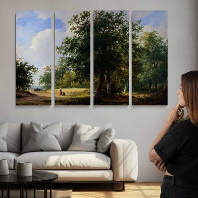 Schelfhout Andreas Peasants in A Cornfield Canvas Wall Art Print