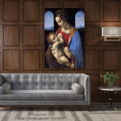 Famous Madonna Litta and Child Painting by Leonardo Da Vinci Canvas Wall Art