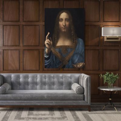 Famous Salvator Mundi Painting by Leonardo Da Vinci Canvas Wall Art