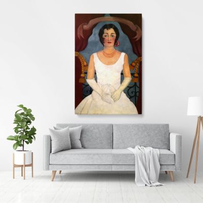 Frida Kahlo Portrait of an injury in white Canvas Wall Art