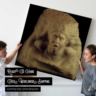 Sculpted Head Study by Auguste Rodin Square Canvas Wall Art