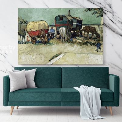 Encampment Of Gypsies With Caravans Painting by Vincent Van Gogh Dutch Painter Canvas Wall Art