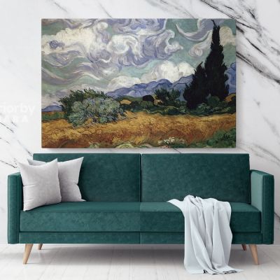 Wheatfield with Cypresses Painting by Vincent Van Gogh Dutch Painter Original Canvas Wall Art