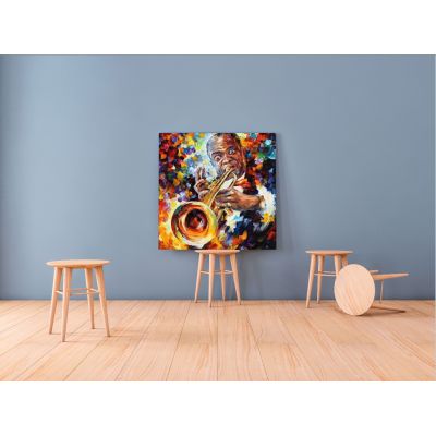 Louis Armstrong Music Palette Knife Oil Painting by Leonid Afremov Canvas Wall Art