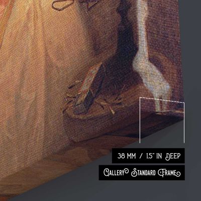 Seated Woman by Lamplight Square Canvas Wall Art
