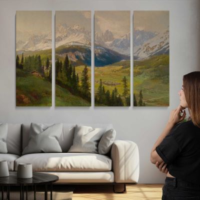 Sexten Village, Sexten Sundial (sexten Dolomites) and the Fischleital Valley - View from Mount Helm Canvas Wall Art Print