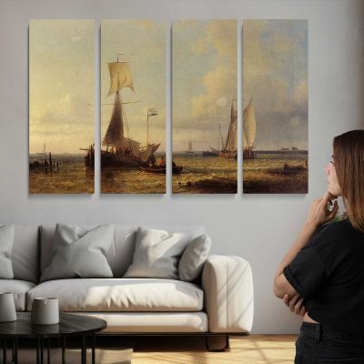 Shipping in A Calm by Abraham Hulk Snr Canvas Wall Art Print