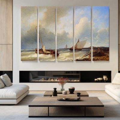 Shipping Off the Dutch Coast by Abraham Hulk Snr Canvas Wall Art Print