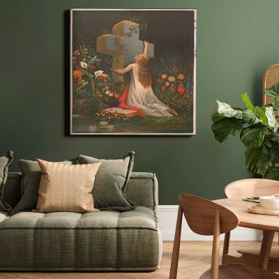 "Simply to thy cross I cling" Square Canvas Wall Art