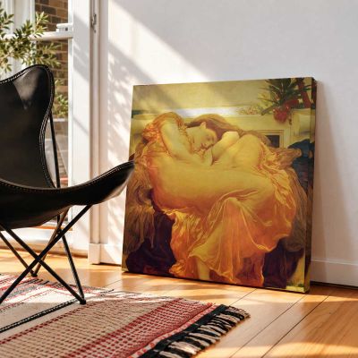Sleeping Woman in Golden Drapery by Frederic Leighton Square Canvas Wall Art