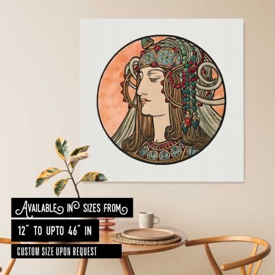 Stained glass window for the facade of the Fouquet boutique by Alphonse Maria Square Canvas Wall Art
