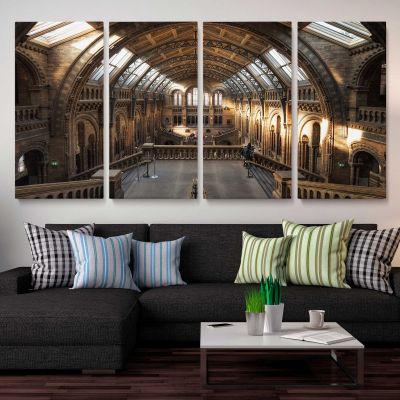 Sunlit Hall at the Natural History Museum Panoramic Wall Art