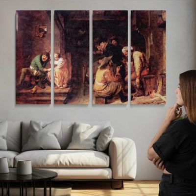 Tavern Interior by Adriaen Brouwer Canvas Wall Art Print