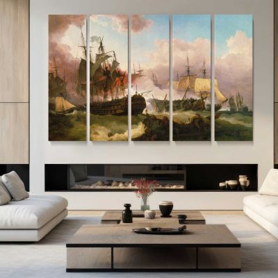 The Battle of Camperdown by Phillip James De Loutherbourg Canvas Wall Art Print