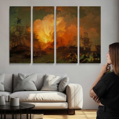 The Battle of the Nile by Phillip James De Loutherbourg Canvas Wall Art Print