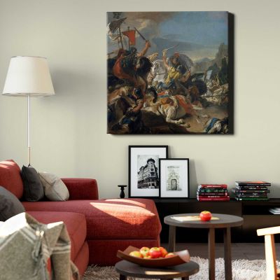 The Battle of Vercellae by Giovanni Battista Tiepolo Square Canvas Wall Art