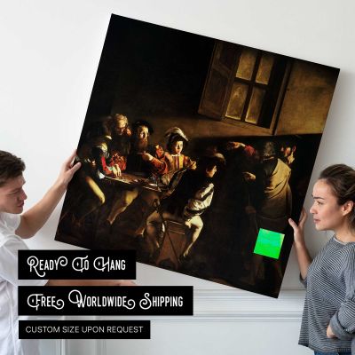 The Calling of Saint Matthew by Caravaggio Square Canvas Wall Art