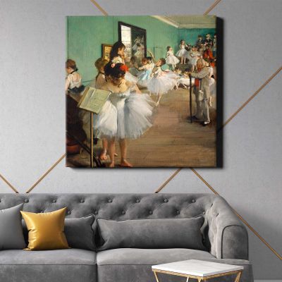 The Dance Class (1874) painting in high resolution by Edgar Degas Square Canvas Wall Art