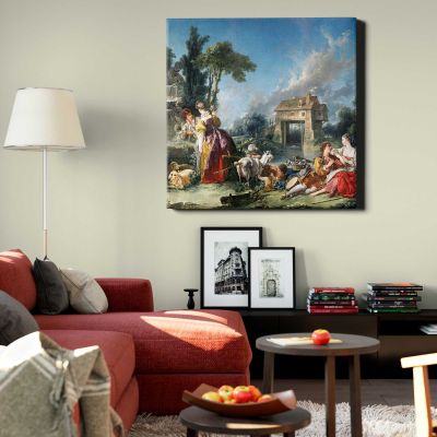 The Fountain of Love (1748) famous painting.FRANCOIS BOUCHER Square Canvas Wall Art