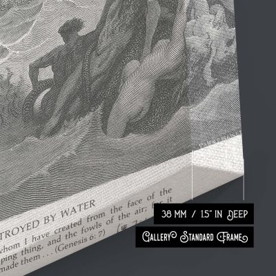 The Great Flood by Gustave Dore - Genesis Engraving of Chaos, People and Animals Canvas Wall Art
