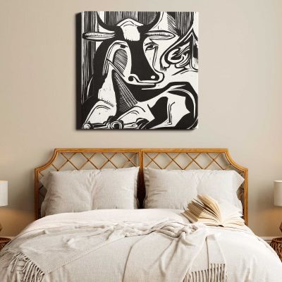 The Large Cow Lying Down (1929) print in high resolution by Ernst Ludwig Kirchner Square Canvas Wall Art