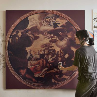 The Marriage of Cupid and Psyche by Abraham Bloemaert Square Canvas Wall Art