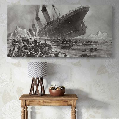 The Sinking of the Titanic by Willy Stower Panoramic Wall Art