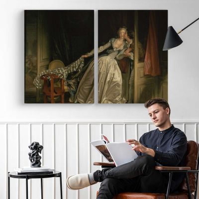The Stolen Kiss by Jean-honore Fragonard Canvas Wall Art Print