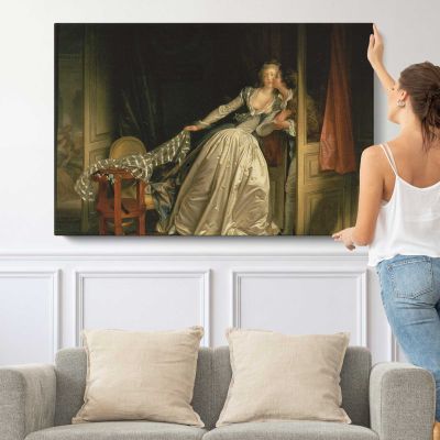 The Stolen Kiss by Jean-honore Fragonard Canvas Wall Art Print