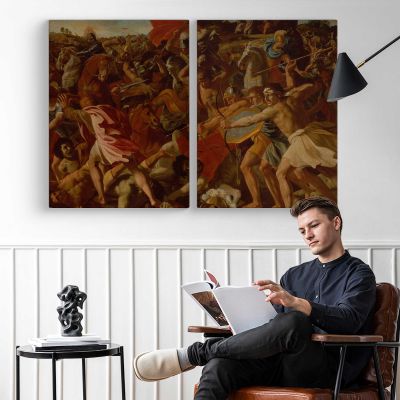 The Victory of Joshua Over the Amalekites by Nicolas Poussin Canvas Wall Art Print