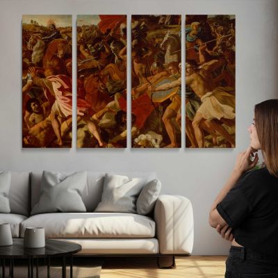 The Victory of Joshua Over the Amalekites by Nicolas Poussin Canvas Wall Art Print