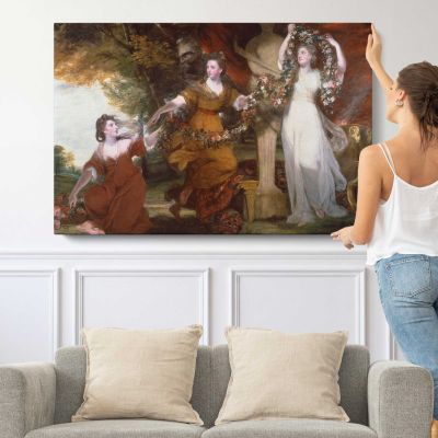 Three Ladies Adorning a Term of Hymen by Sir Joshua Reynolds Canvas Wall Art Print