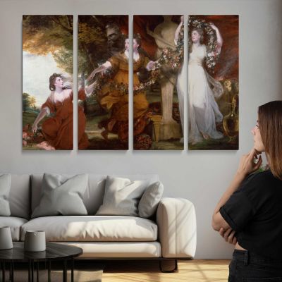 Three Ladies Adorning a Term of Hymen by Sir Joshua Reynolds Canvas Wall Art Print