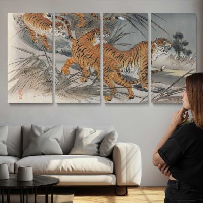 Tigers and Soldiers by Fukuda Hatsujiro Panoramic Wall Art