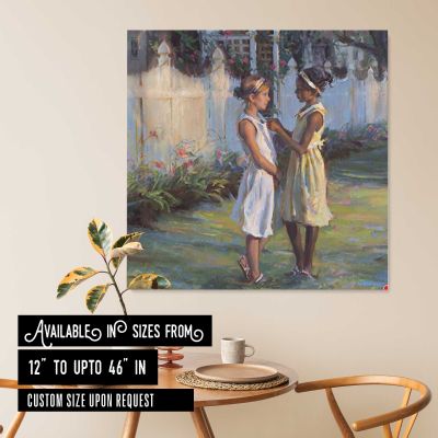 Two Girls on a Woodland Path by Daniel Gerhartz Square Canvas Wall Art