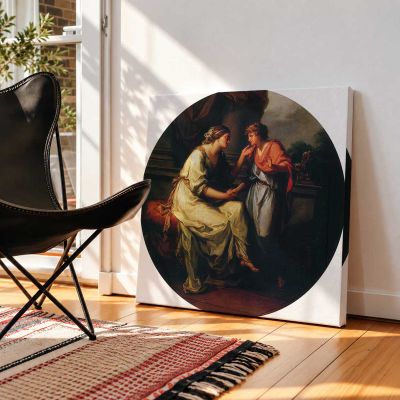 Two Women in Conversation Square Canvas Wall Art