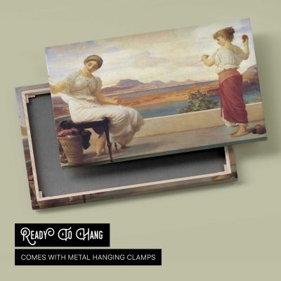 Two Women overlooking the Sea by Frederic Leighton Canvas Wall Art Print