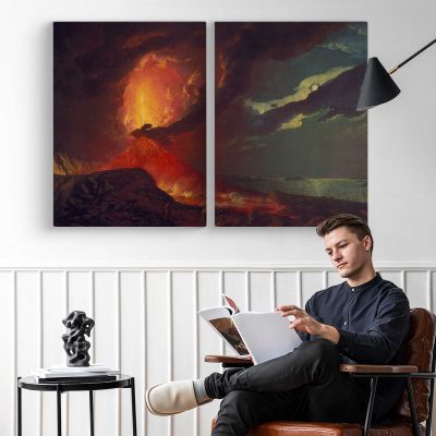 Vesuvius in Eruption, with a View Over the Islands in the Bay of Naples by Joseph Wright of Derby Canvas Wall Art Print