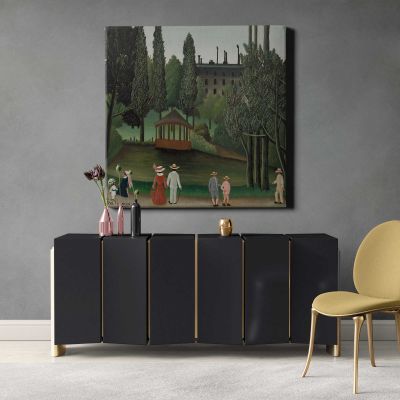 View of Montsouris Park, the Kiosk (Vue du Parc Montsouris, Le Kiosque) by Henri Rousseau Square Canvas Wall Art