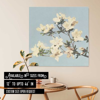 Vintage Japanese azaleas illustration wall art Square Canvas Wall Art