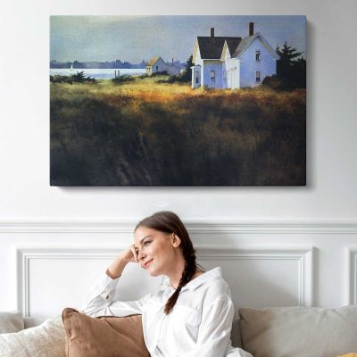White House beyond the Marsh Canvas Wall Art Print
