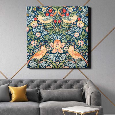 William Morris famous Strawberry Thief pattern (1883 Square Canvas Wall Art