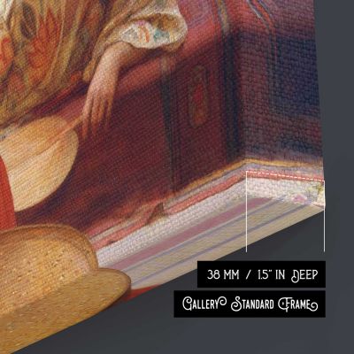 Woman Painting in a Red Robe Canvas Wall Art Print