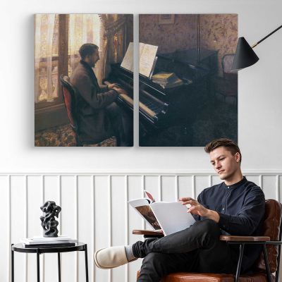 Woman Playing the Piano by Gustave Caillebotte Canvas Wall Art Print