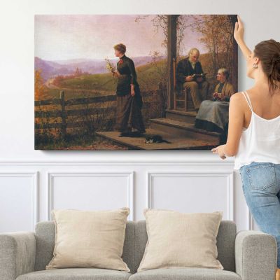 Woman Waiting at a Balcony Canvas Wall Art Print