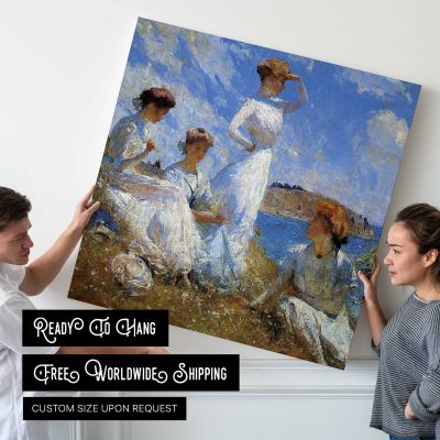 Women by the Sea Square Canvas Wall Art