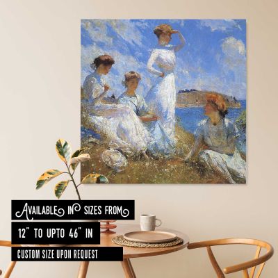 Women by the Sea Square Canvas Wall Art