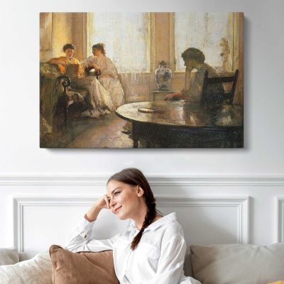 Women in a Sunlit Parlour Canvas Wall Art Print