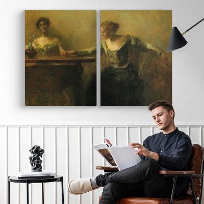 Women Reading in a Garden Canvas Wall Art Print