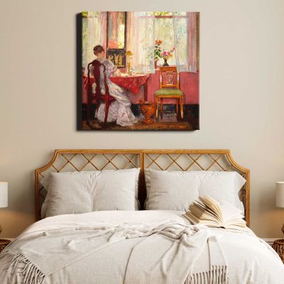 Writing by Gari Melchers Square Canvas Wall Art